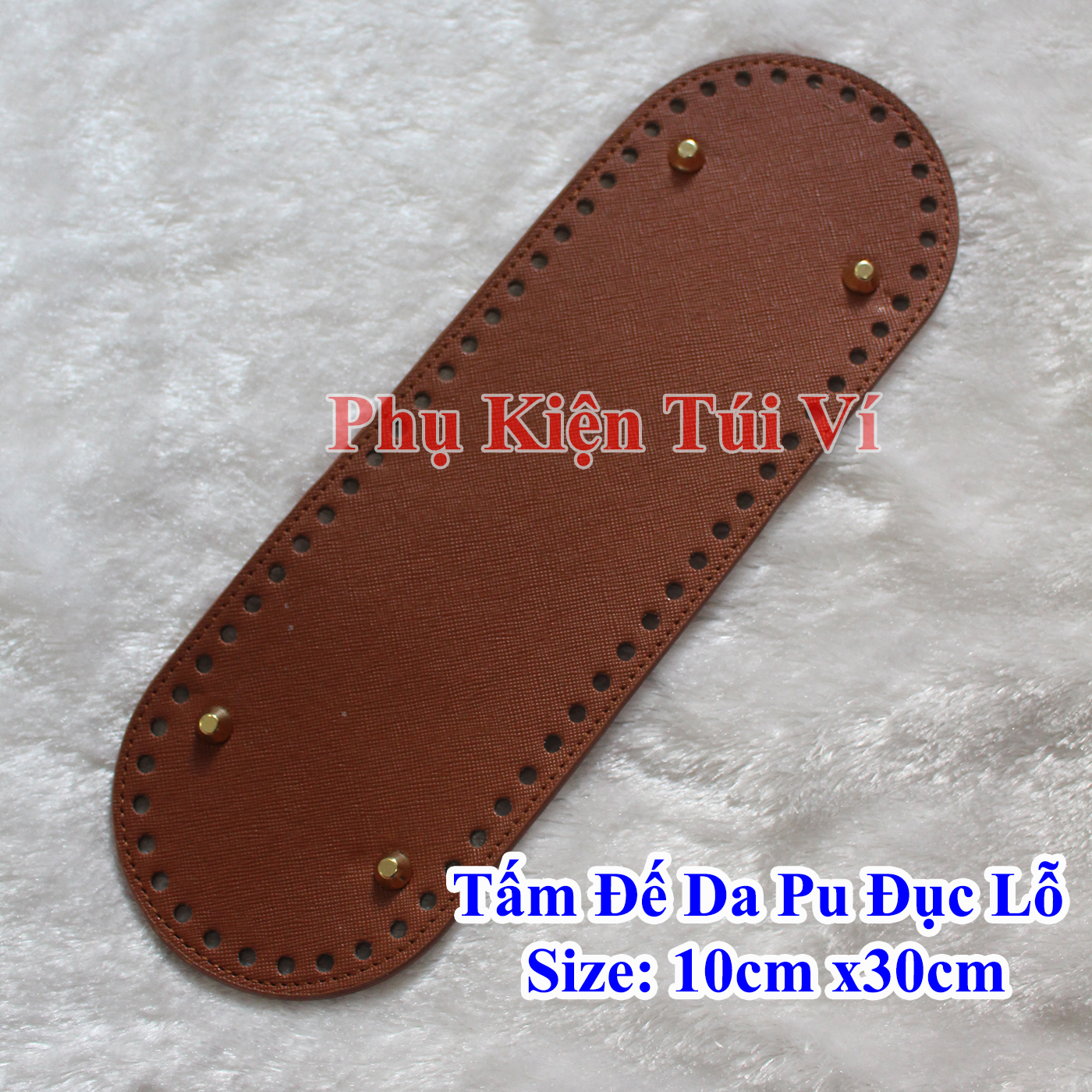 Tấm đế da pu đục lỗ Size 10cm x 30cm làm túi xách