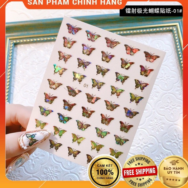 Stick bướm laze, stick bướm phản quang trang trí móng