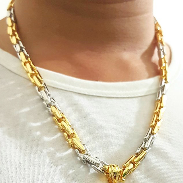 Dây Chuyền inox Đốt Vuông Nam Tính Mạ Vàng Bạch Kim Mới Sáng Bóng Màu Đẹp