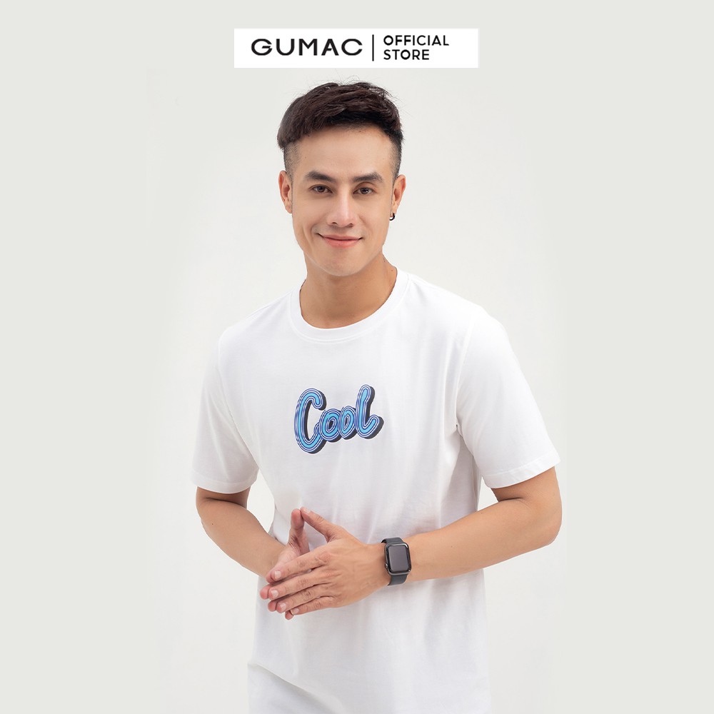 [Mã WABR192 giảm 10% đơn 250K] Áo thun nam GUMAC in chữ Cool lịch lãm, cổ tròn tay ngắn ATNB798