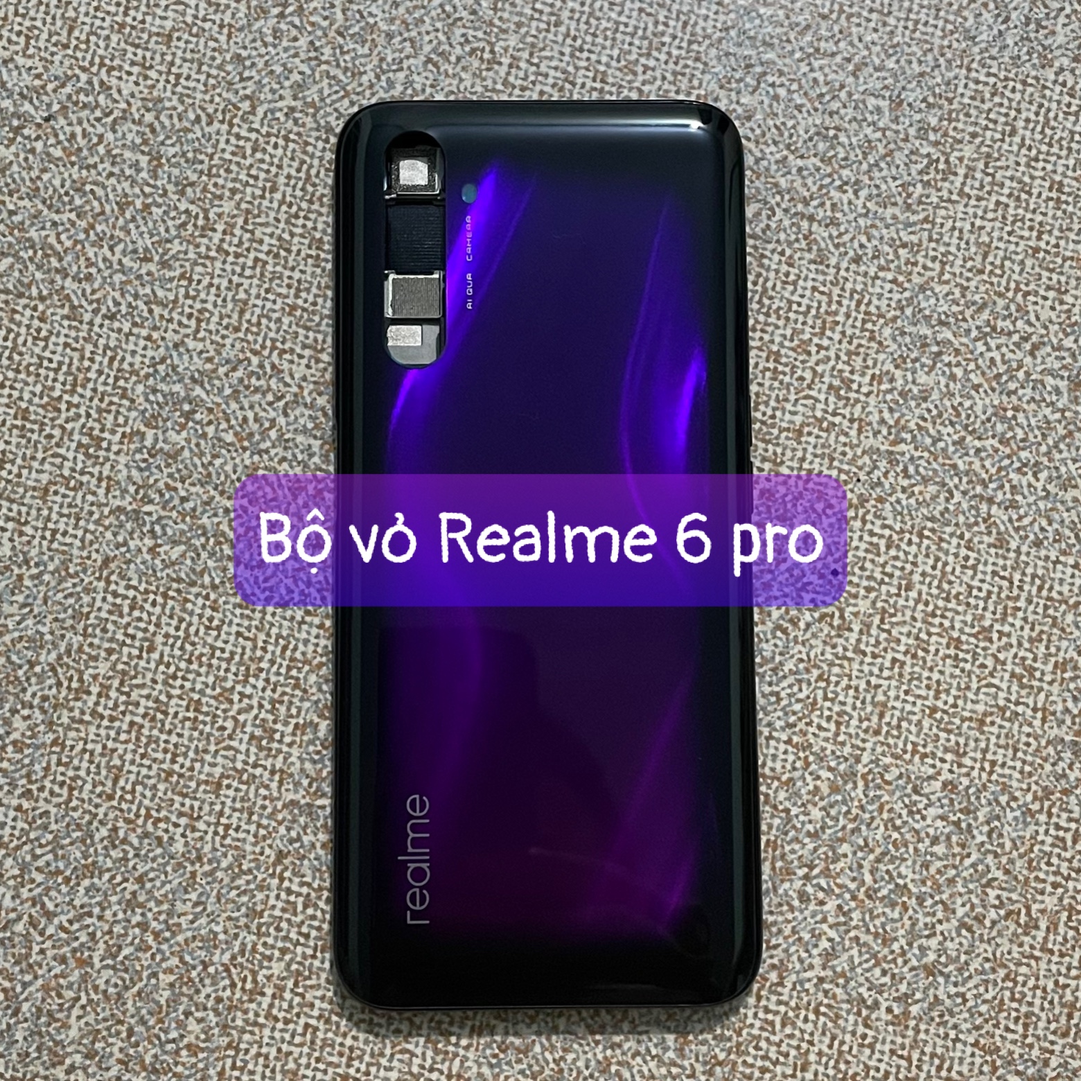 bộ vỏ Realme 6 pro (zin) kèm khay sim,ko kính cam