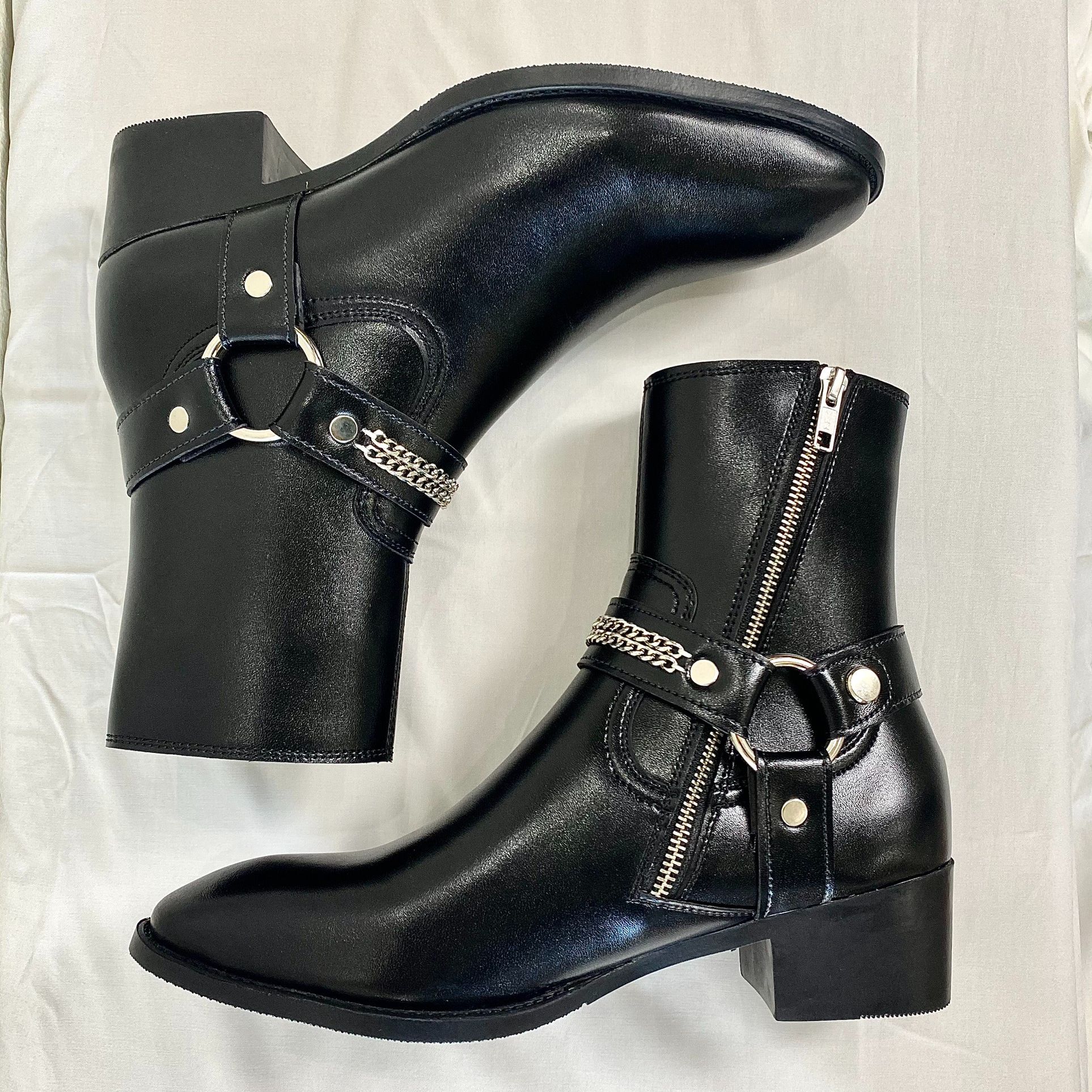 (5cm) Harness Boot Xích Nam, Harness boots da nappa bảo hành 12 tháng