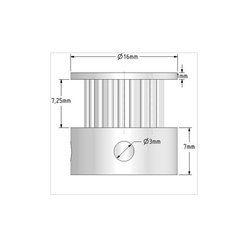Puly GT2 bước răng 2mm,16 răng - lỗ 5mm bản 6mm