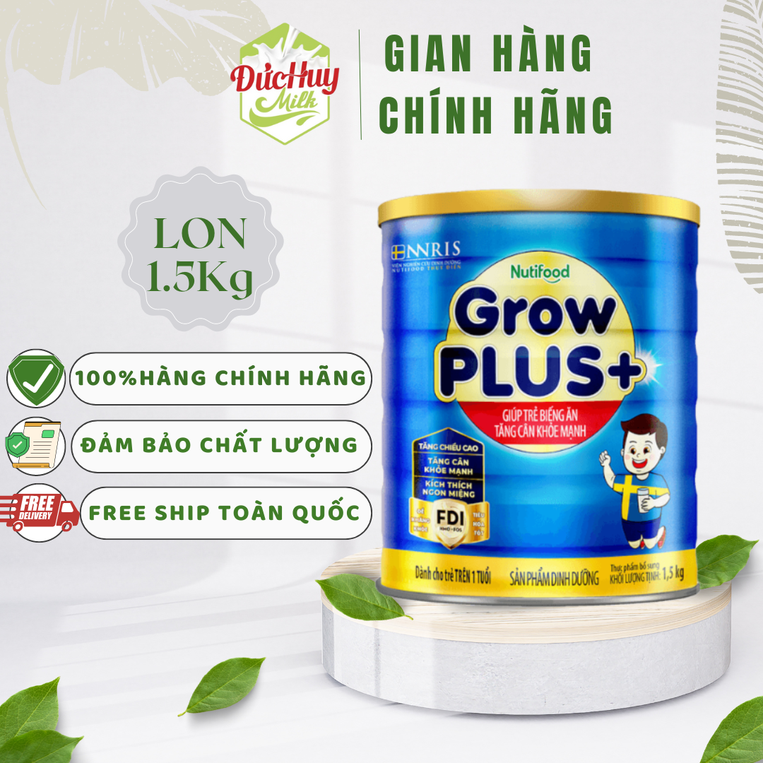 Sữa bột Nutifood GrowPLUS+ xanh 1+ hương vani 1.5 kg (1 - 2 tuổi)