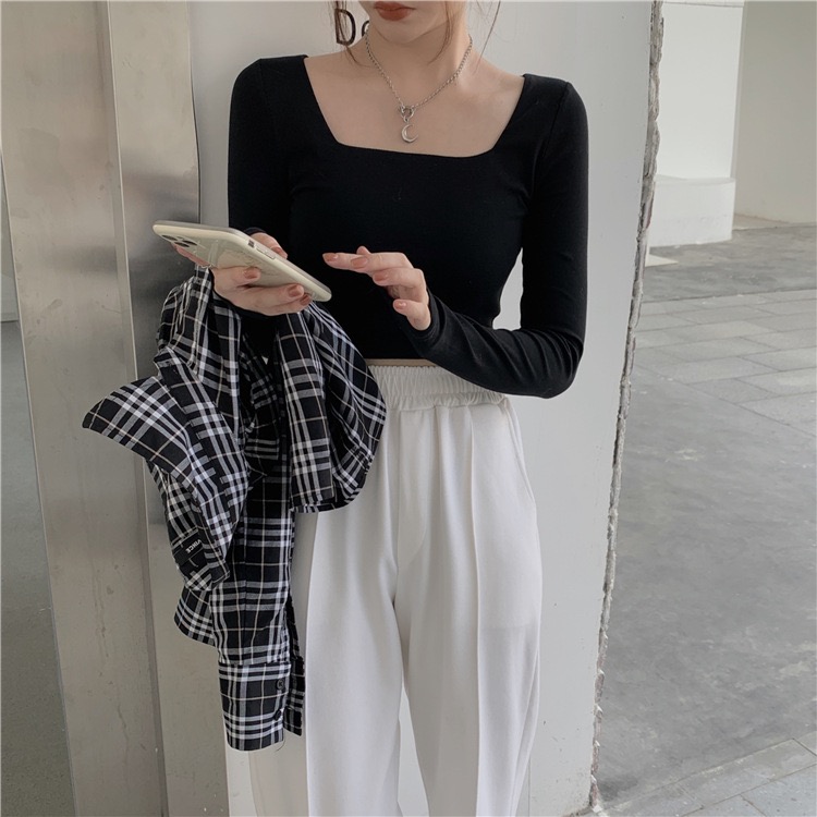 MS6844 Áo thun nữ cổ vuông croptop cá tính