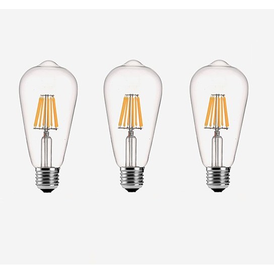 Bộ 3 bóng đèn led edison st64 6w đui e27