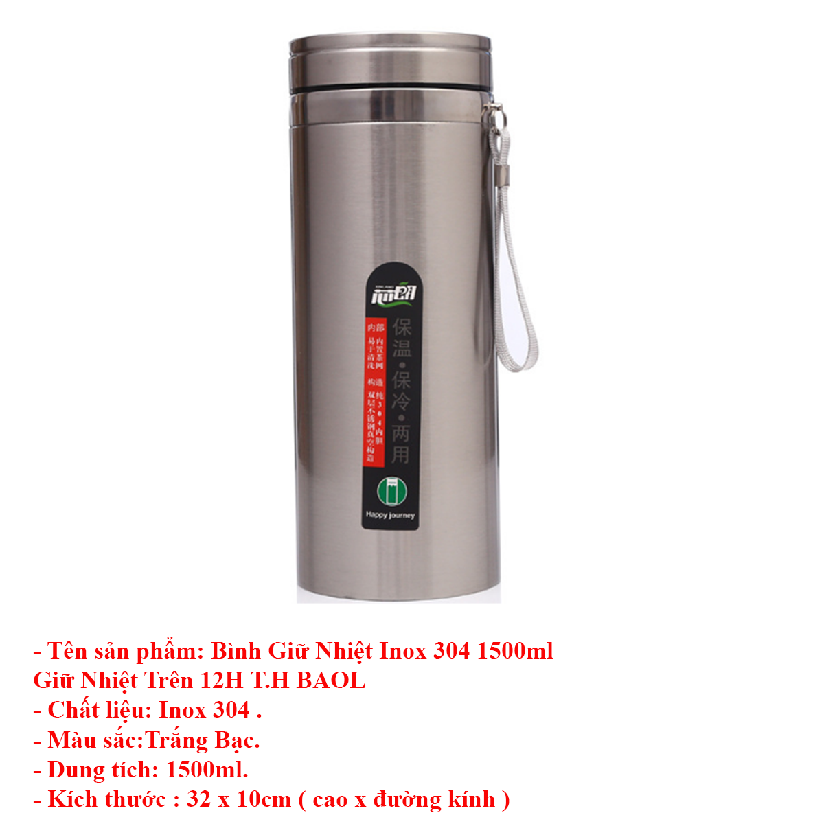 Bình giữ nhiệt BAOL, Bình nắp kim cương 1500ml,1200ml,1000ml,800ml Giữ Nhiệt Trên 12H Có Lưới Lọc Đá,Bình giữ nhiệt 316 Cao Cấp, Bình đựng nước 6oup ( TẶNG 15k PHÍ VẬN CHUYỂN cho đơn từ 49k và KHĂN LAU ĐA NĂNG )  - Ong Vàng 86