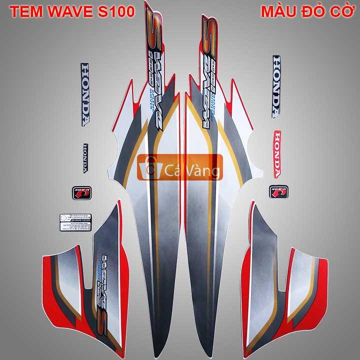[HCM]Tem xe máy Wave S100  - MÀU ĐỞ CỜ chất lượng