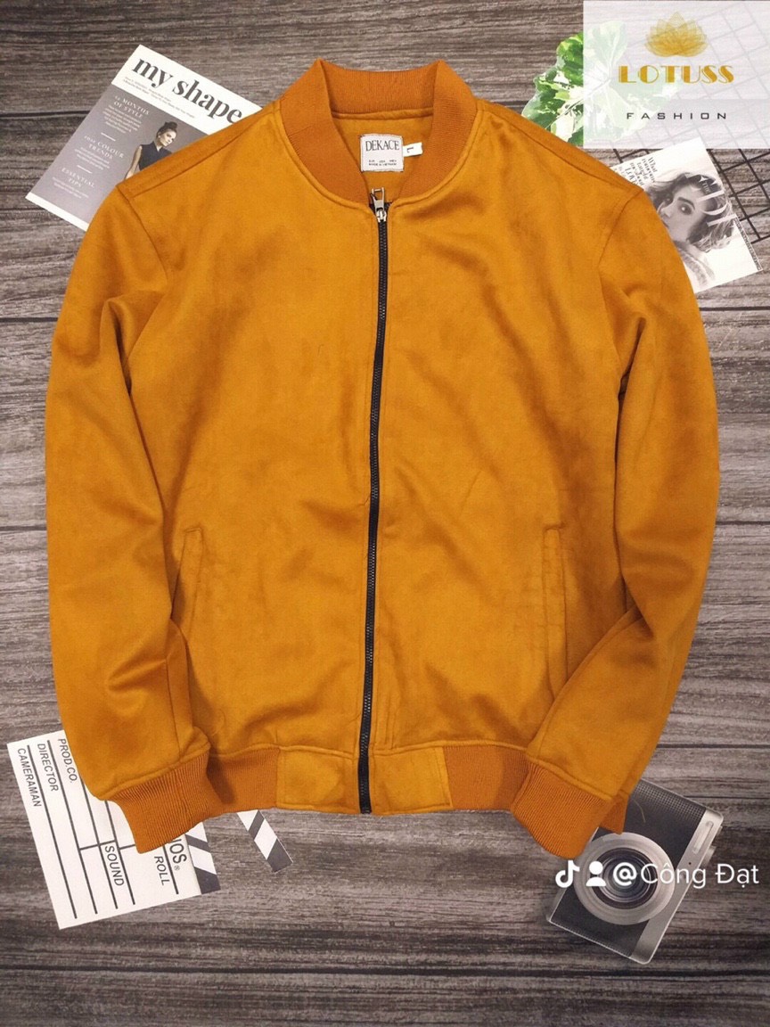 Áo khoác bomber nam da lộn 2 lớp chất da