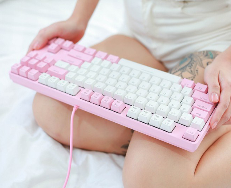 Bàn phím cơ DareU EK87 Pink White