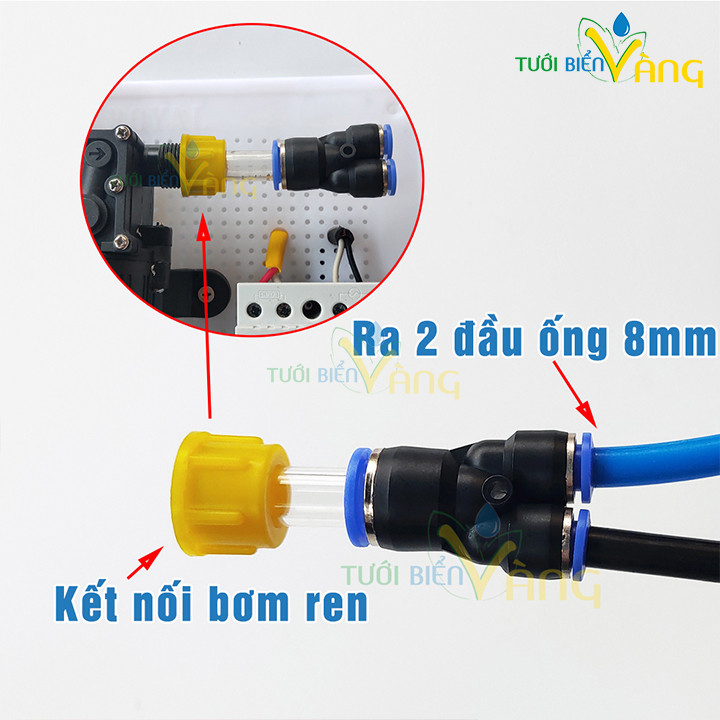 Đầu nối máy bơm đôi mini ra dây 8mm ,10mm,12mm