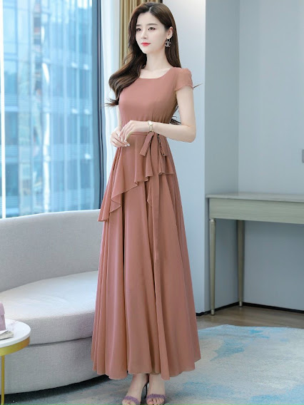 [HCM]ĐẦM XOÈ TAY CON PHỐI TÀ XÉO THẮT DÂY EO