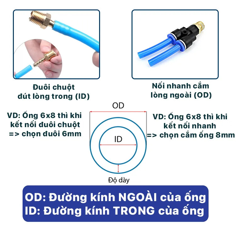 Đầu Nối Ren Trong 17 Đuôi Chuột Cắm Ống Mềm Lòng Trong Đồng Brass Barbed Hose Fitting