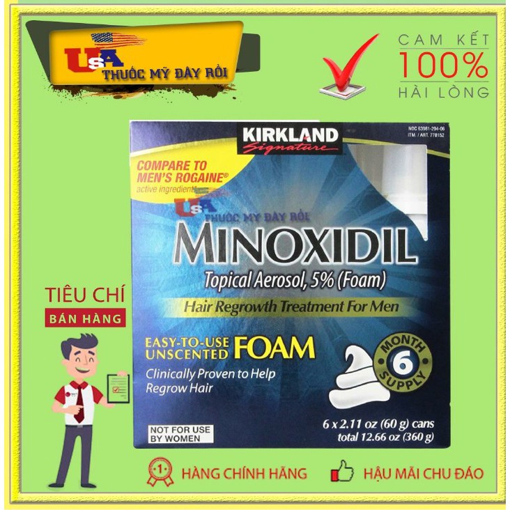 [HCM]Minoxidil 5% Mọc Râu Tóc Dạng Bọt ( Hộp 6 lọ )