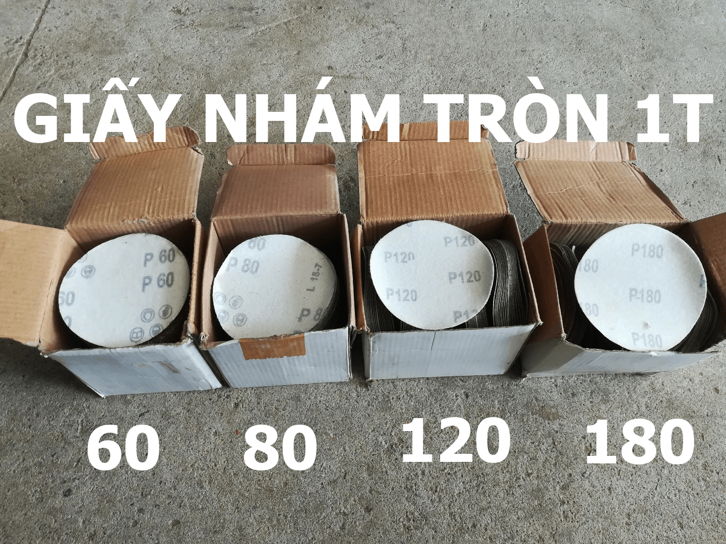 Giấy Nhám Tròn 100mm size 60, 80, 120, 180 (số càng nhỏ càng nhám)