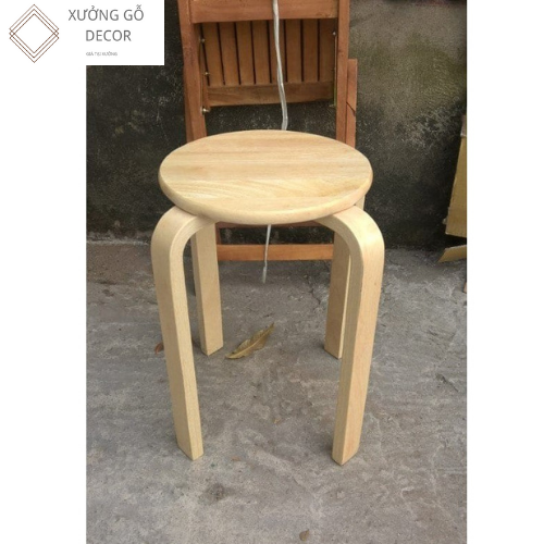 Ghế Đôn Gỗ Mặt Tròn 4 Chân Chắc Chắn