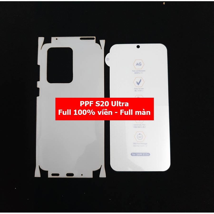 Combo PPF 2 mặt full viền chống xước Galaxy S20 Ultra