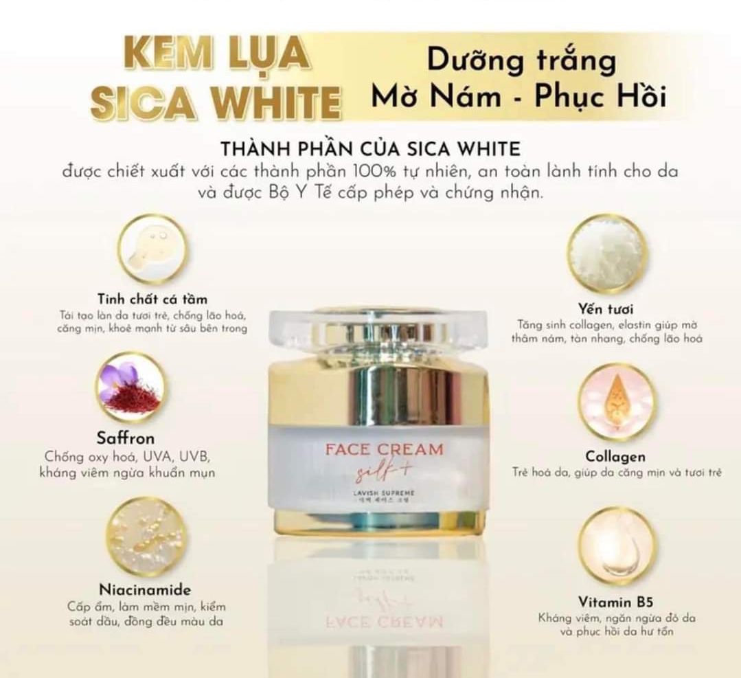 Kem Face Lụa Sica White, Kem Face Silk Dưỡng Trắng Da Đa Chức Năng