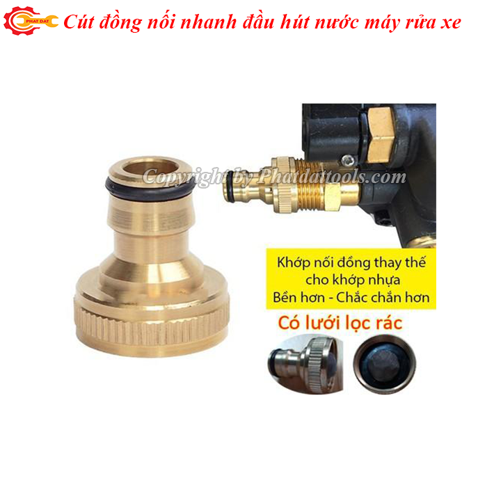 Cút đồng nối nhanh có lọc cho máy xịt rửa xe cao áp