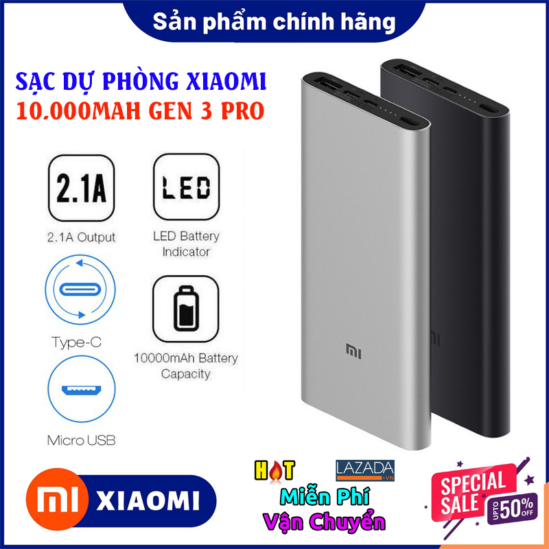 [HCM]pin sạc dự phòng - sạc dư phòng - Pin Sạc Dự Phòng Xiaomi 10000mAh Sạc Nhanh 18W Gen 3 PLM13ZM