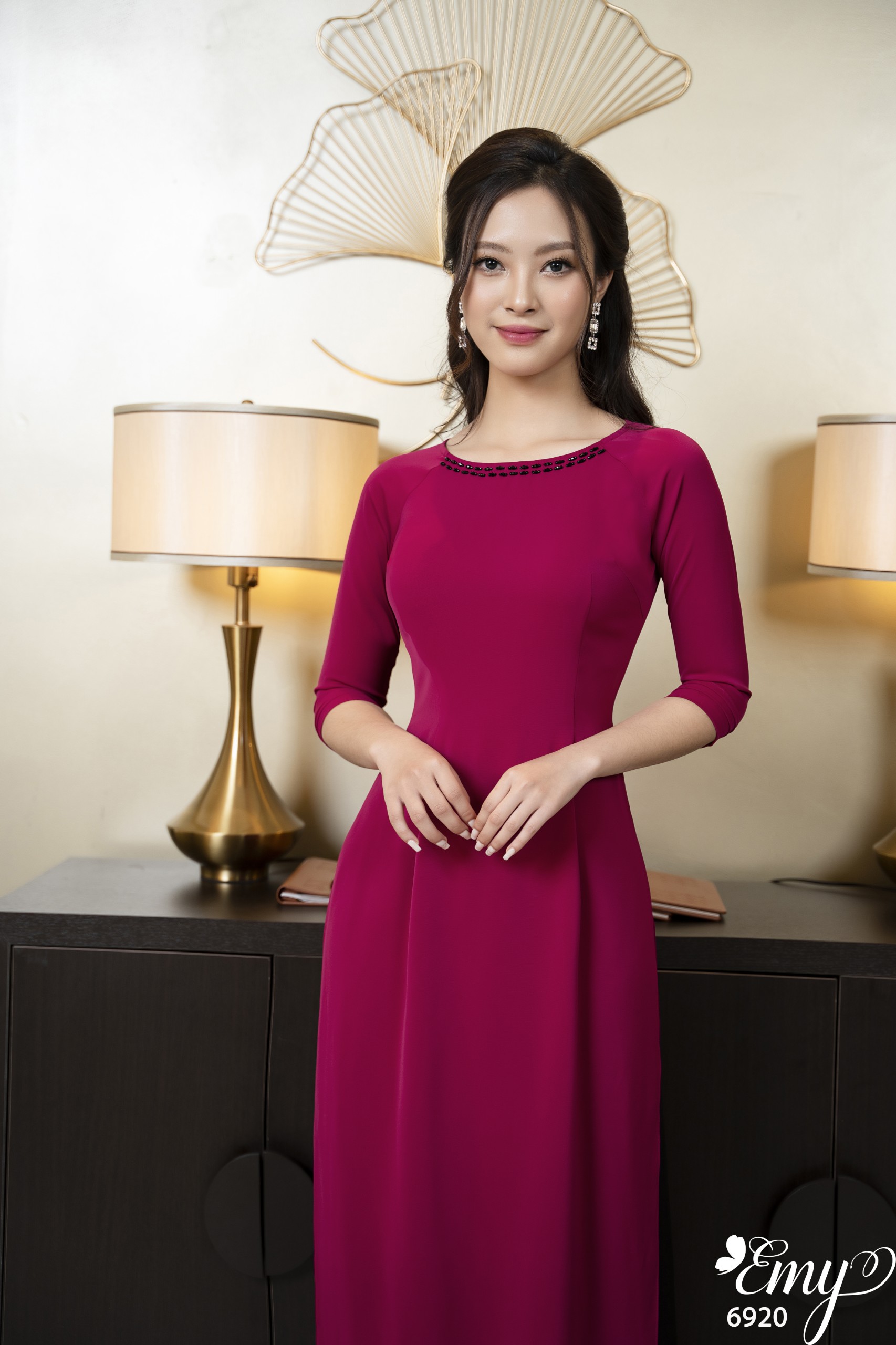 EMY EM6920 Áo Dài Hồng Trơn