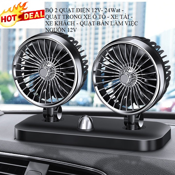 Quạt Đôi mini để trên ô tô -  Quạt điện 12V sạc xe ô tô