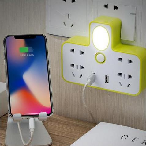 Bộ Chia Ổ Điện 2 Cổng USB Có Kèm Đèn