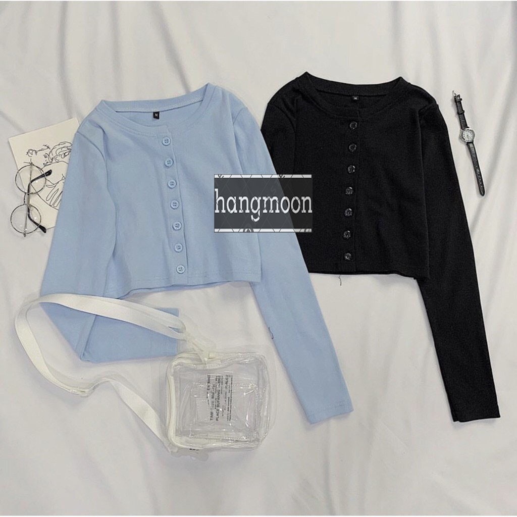 [HCM]ÁO croptop nữ tay dài cài nút