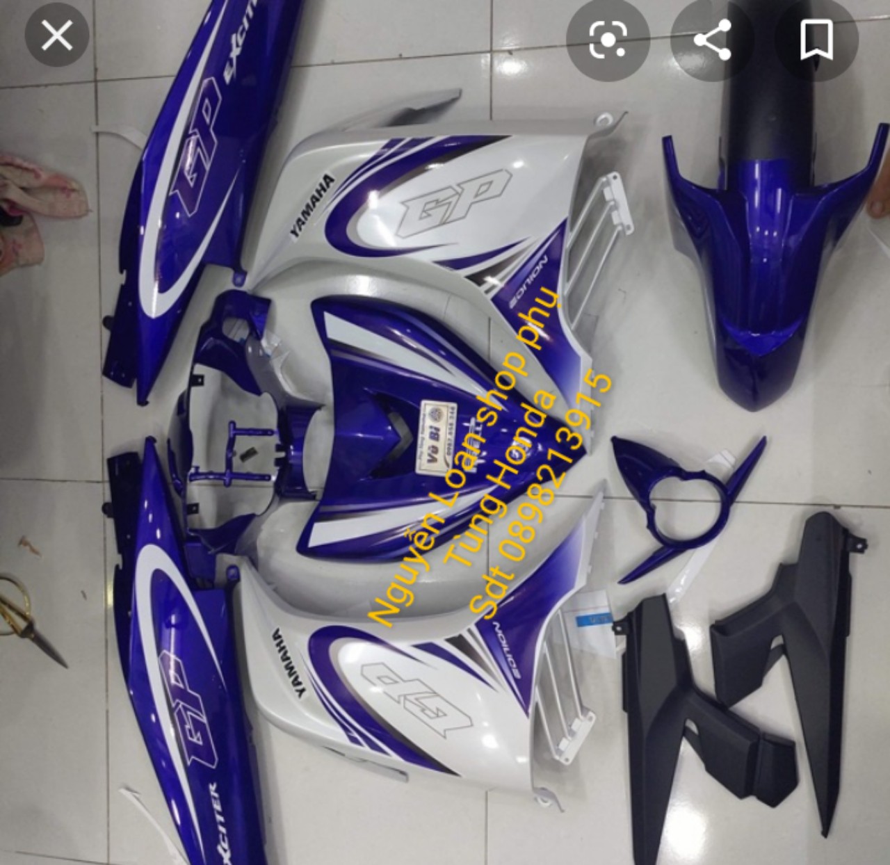 YAMAHA - DÀN ÁO CHO XE EXCITER 135 XANH TRẮNG ĐỜI 2011 ĐẾN 2018 FULL DÀN MÀU  10 món  Chua tem ,co du mau