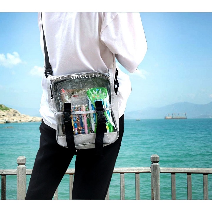 ❤️ NEW ❤️ TÚI ĐEO CHÉO nam nữ unisex - VẢI KAKI BỐ PHỐI NHỰA PVC TRONG SUỐT TÚI ĐỰNG ĐIỆN THOẠI KHÓA GÀI MẪU 2024 - SIZE:22X25CM M66