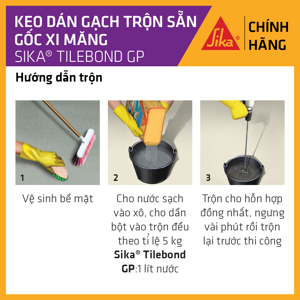 Sika - Keo dán gạch trộn sẵn Sika ® TileBond GP (bao 5 kg)