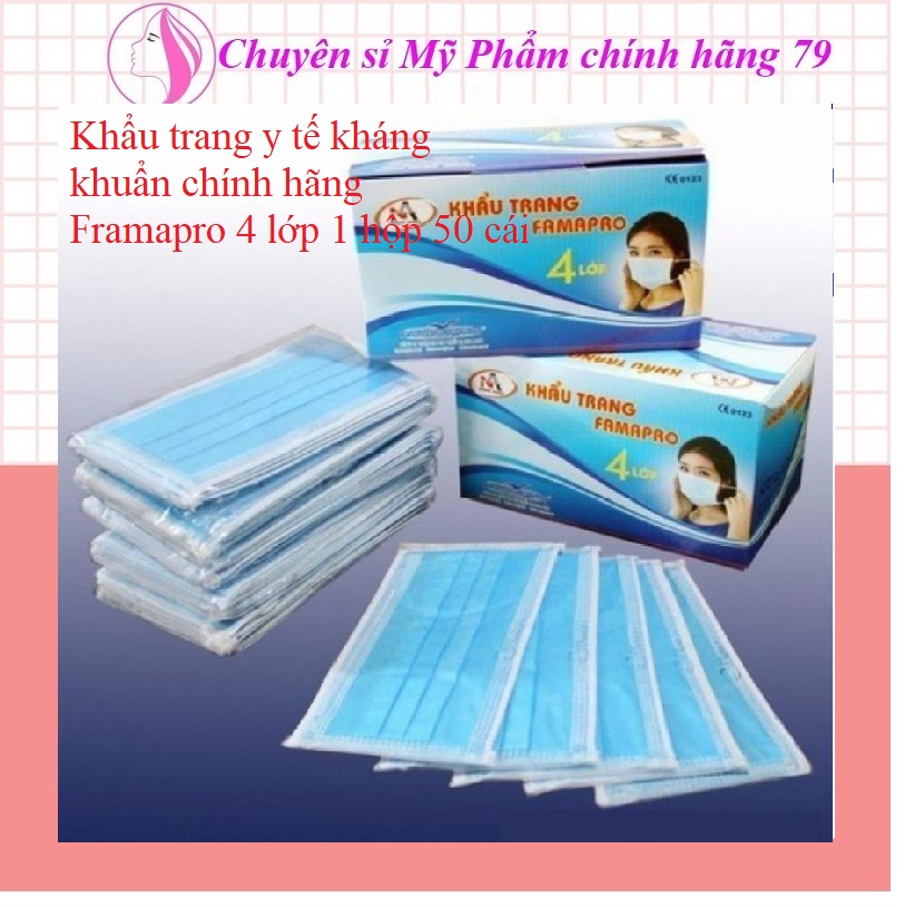 [Freeshipmax] medical masks 4 layer antibacterial famapro 1 box 50 piece