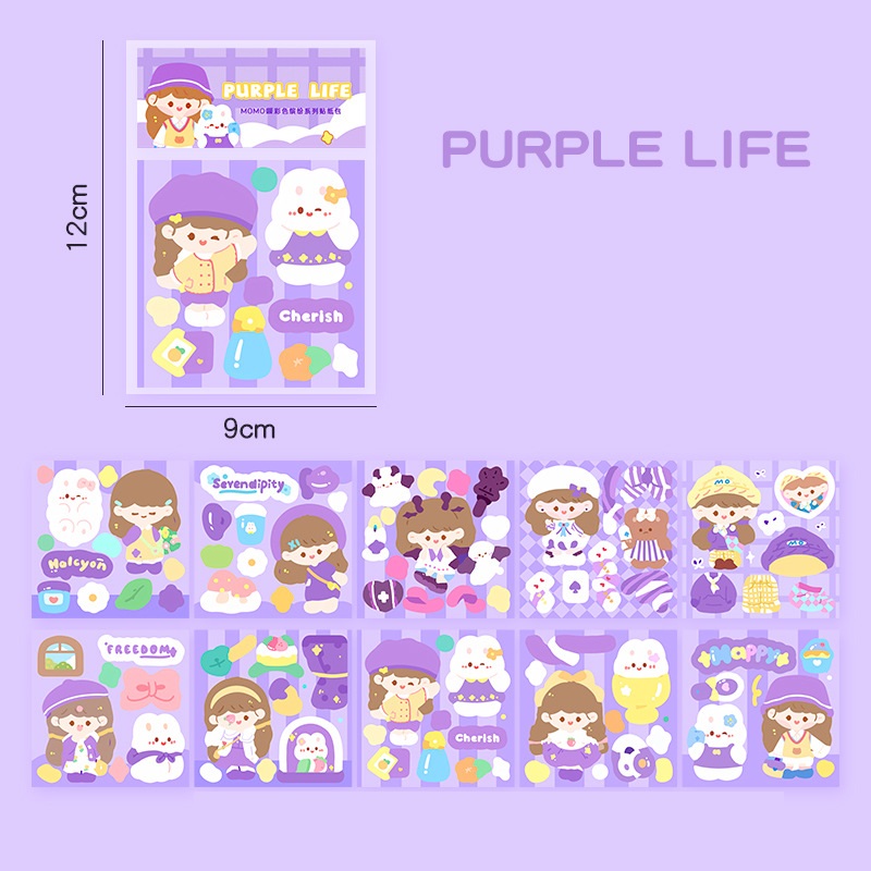 Combo 10 tấm sticker cắt sẵn cute trang trí sổ, bình nước,...