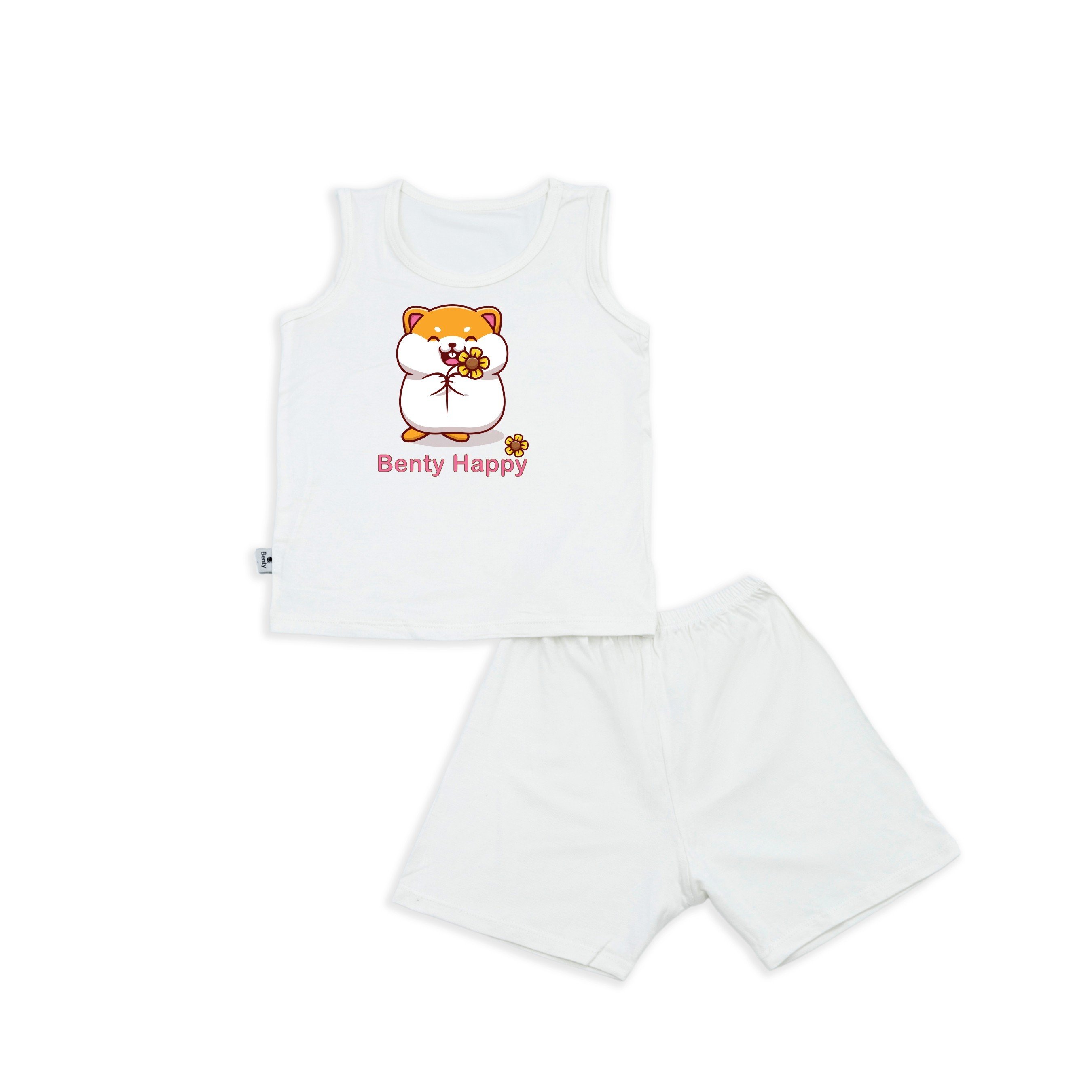 Bộ ba lỗ hình in Happy Benty BT015 cotton thoáng mát, quần áo trẻ em bé trai, bé gái mềm mịn