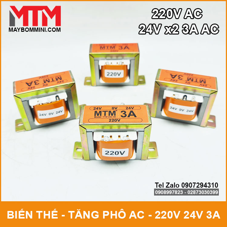 Biến thế 220V ra 24V AC 3A đôi MTM