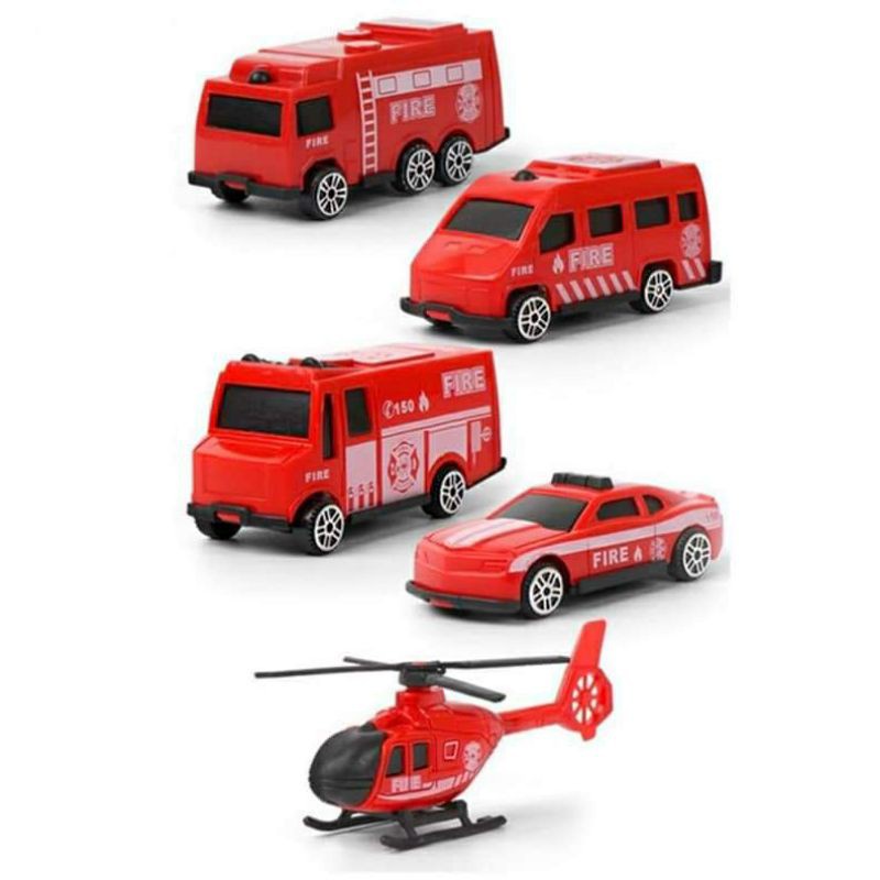 Bộ xe cứu hỏa 5 món trang trí bánh kem