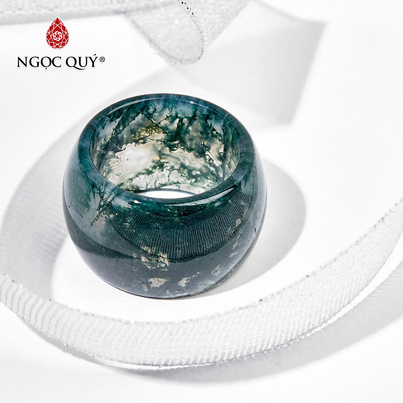 [HCM]Nhẫn đá băng ngọc thủy tảo đồng điếu lớn mệnh hỏamộc (màu xanh rêu) - Ngọc Quý Gemstones
