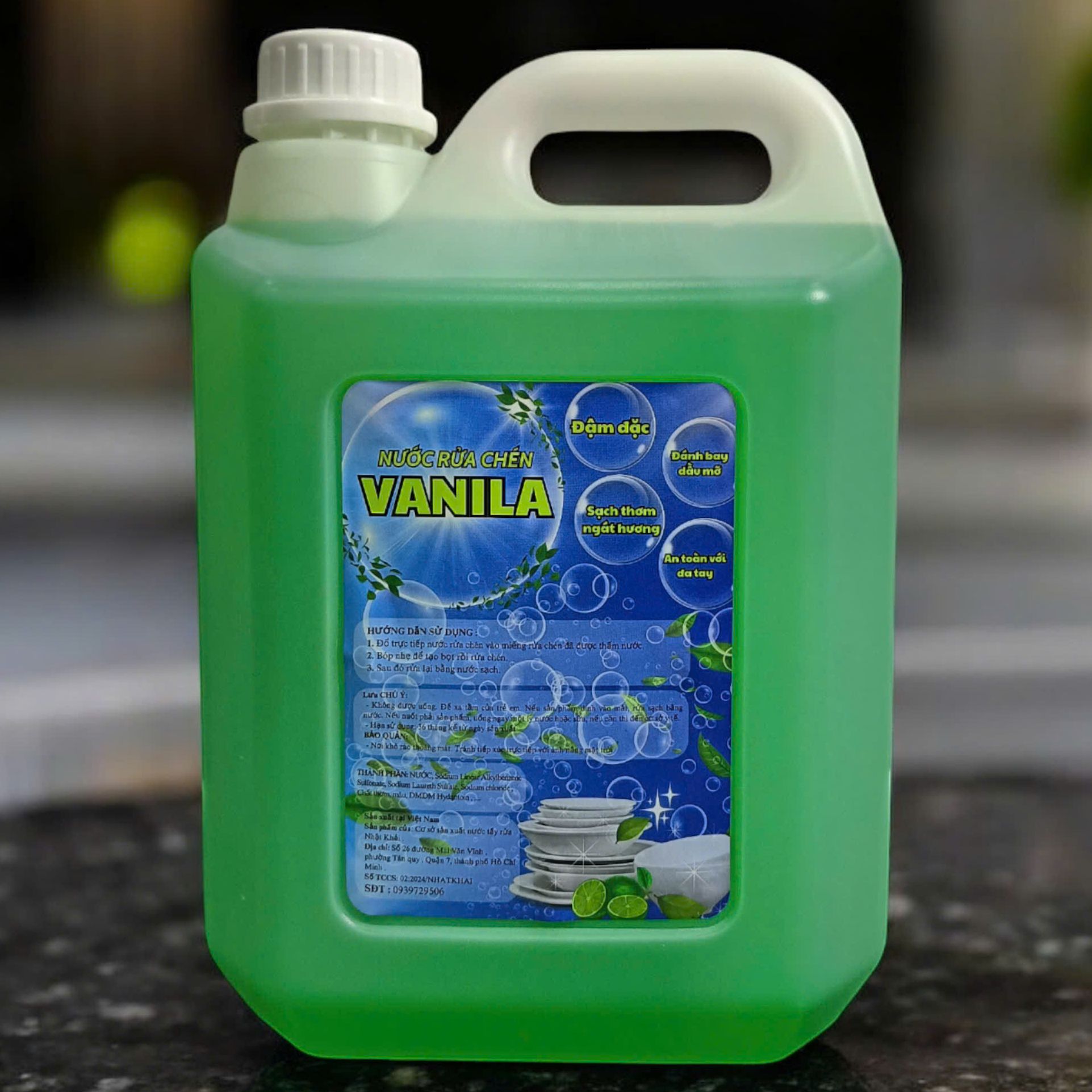 Nước rửa chén Vanila ( can 5 kg) an toàn cho da tay
