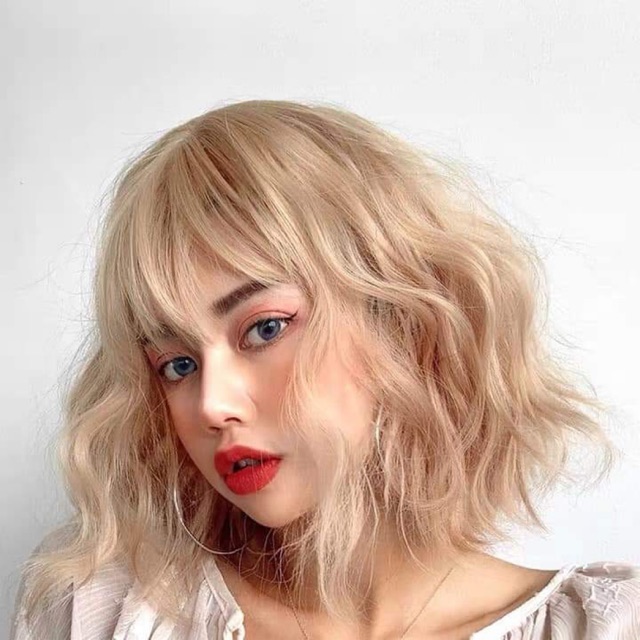 Tóc giả nguyên đầu xù ngắn-🥰🥰tặng lưới chùm tóc