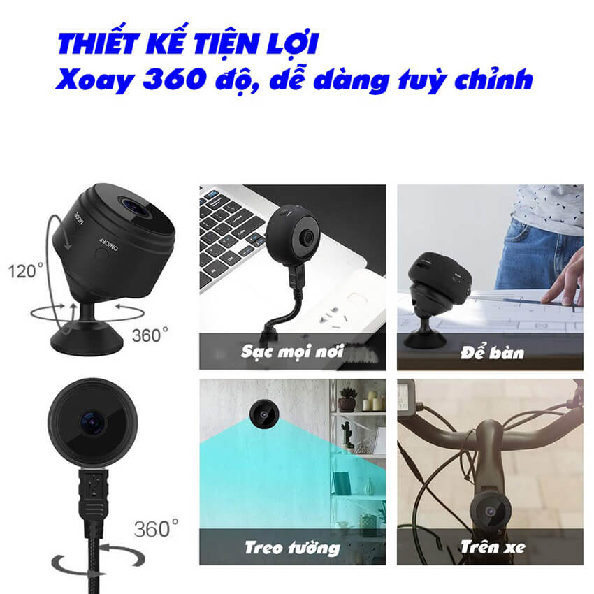 Camera wifi mini A9 HD 1080P không dây kết nối điện thoại từ xa, camera siêu nhỏ có Led hồng ngoại chống trộm sử dụng ban đêm, camera Ip kết nối Wifi, camera giám sát không dây