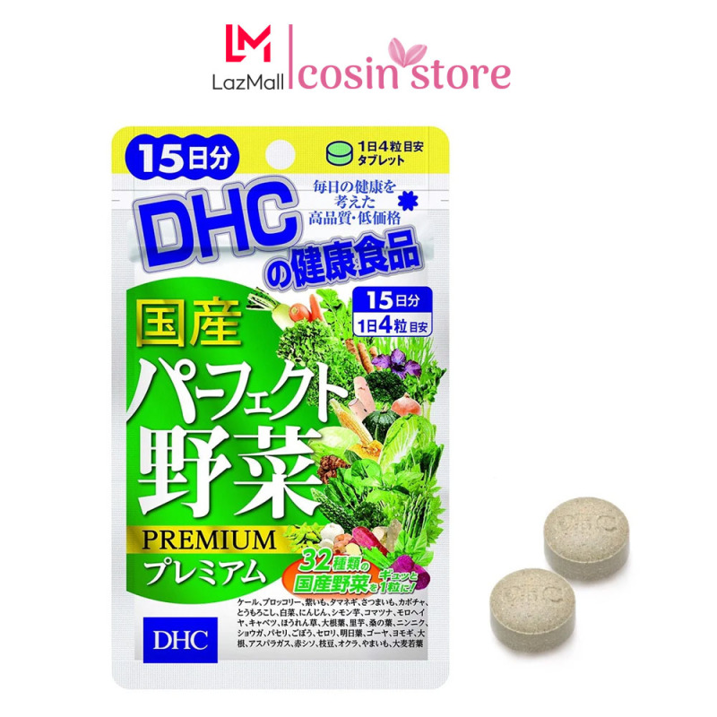 Viên uống rau củ DHC Perfect Vegetable gói 15 ngày dùng 60 viên của Nhật - Bổ sung lợi khuẩn và chất xơ
