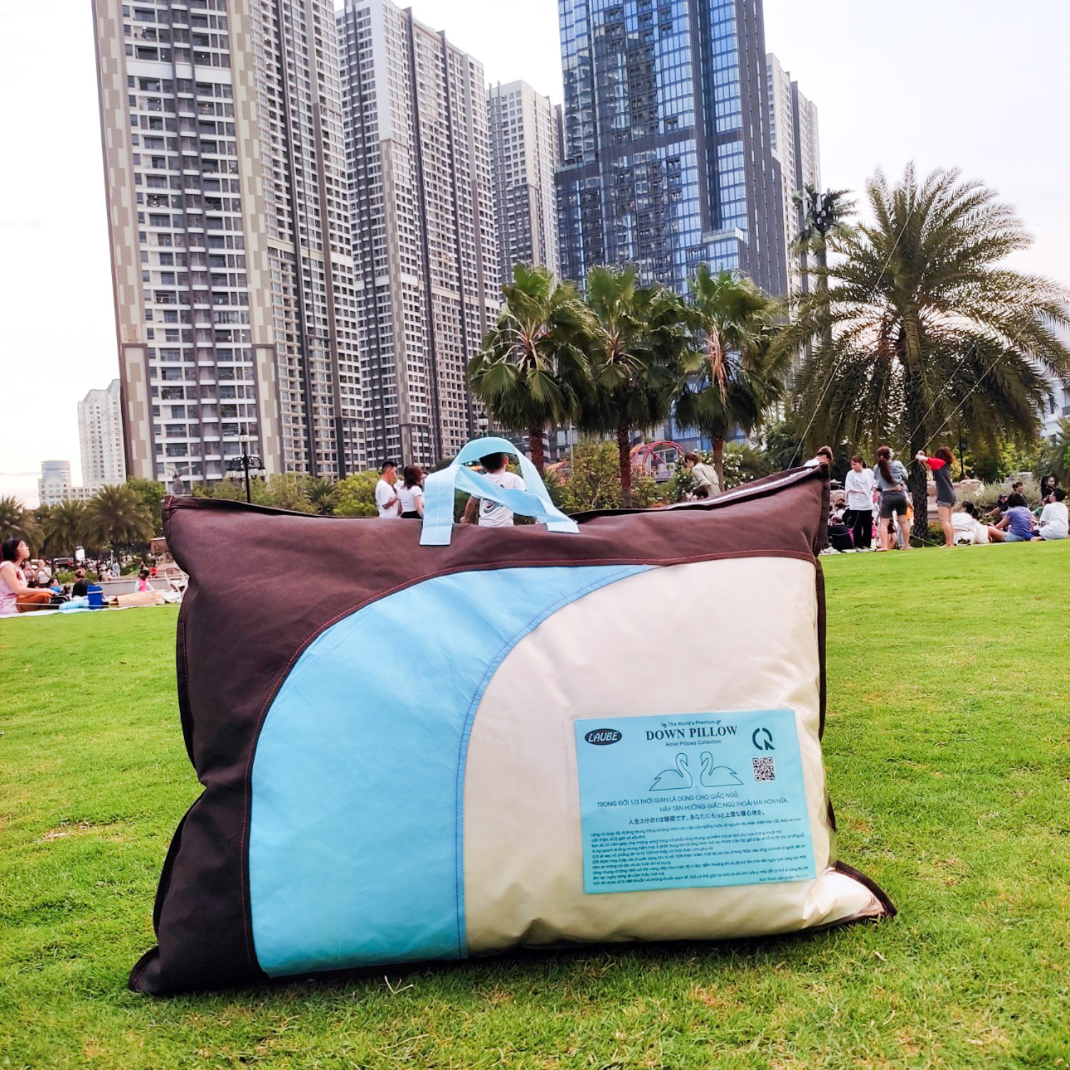 Gối Nằm Lông vũ tự nhiên Cao Cấp Lông Tơ Down Pillow 50x70cm hiệu Laube home