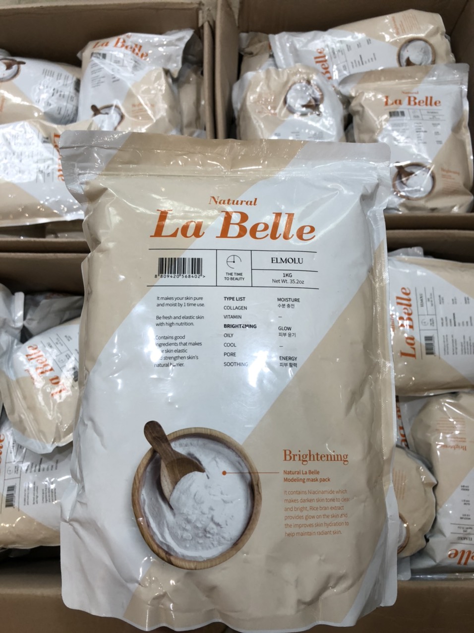 Bột Mặt Nạ Dẻo Trắng Da ELMOLU Natural La Belle #Brightening 1kg(cận Date)