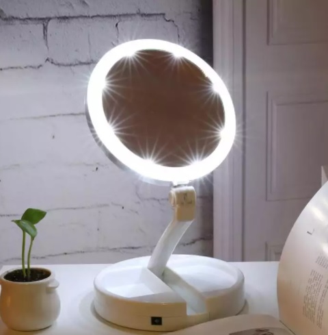 Gương đèn led trang điểm gấp gọn