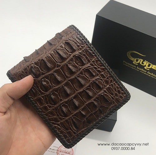 Bóp da cá sấu khẳng định đẳng cấp [GÙ CÁ SẤU NÂU ĐỎ RẤT ĐẸP] 2 mặt da cá sấu 100%