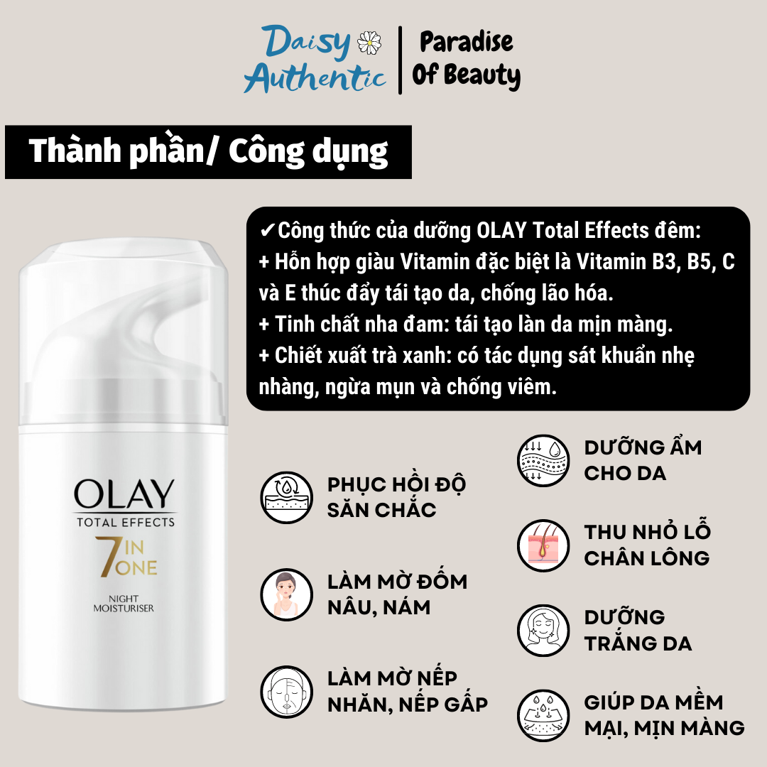 Kem dưỡng OLAY Total Effects 7 in 1 Moóituriser 50ml (Bản UK)