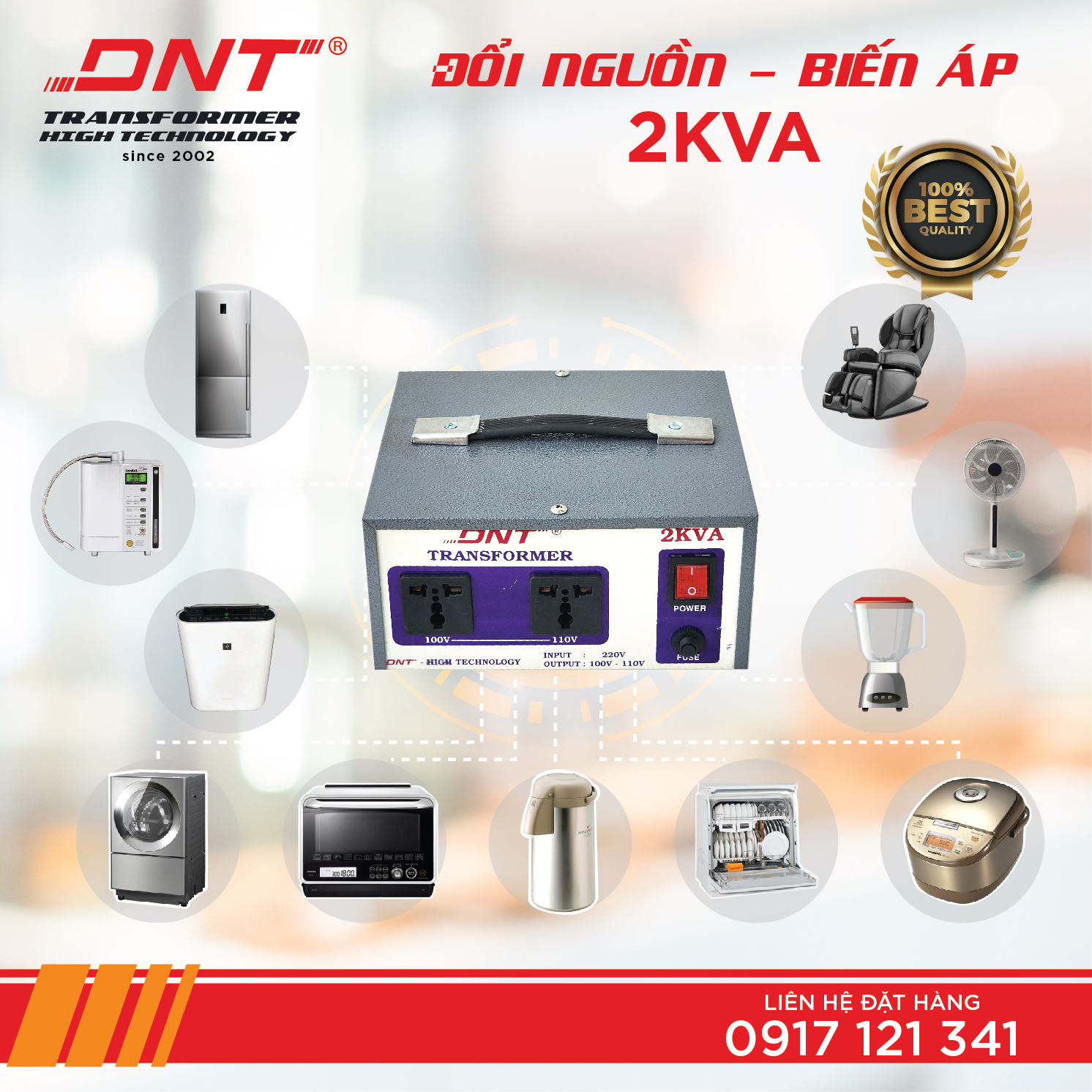 [HCM]Biến áp DNT 2kva -220v ra 100v 110v