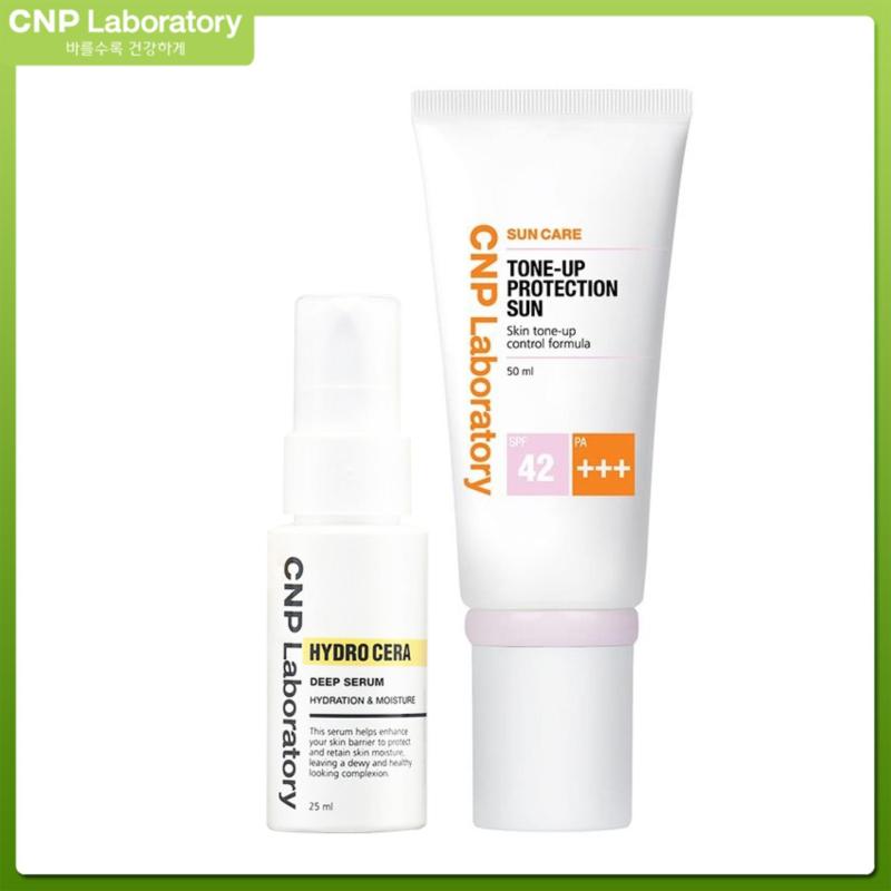 Combo Kem chống nắng nâng tông da CNP Laboratory Tone-Up Protection Sun SPF42/PA+++ 50ml và Tinh chất dưỡng ẩm Hydro Cera Serum 25ml