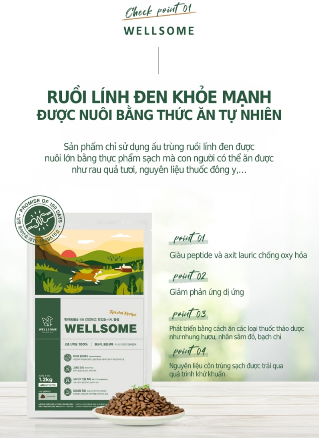 HẠT THỨC ĂN WELLSOME CHO CHÓ VỚI PROTEIN TỪ CÔN TRÙNG TÚI 1,2KG | Lazada.vn