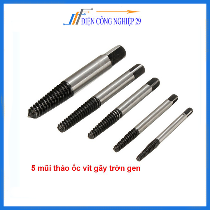 Bộ Tháo Bu Lông Ốc Vít-5 Mũi (Tháo Khoét Ốc Gẫy Trờn Ren )